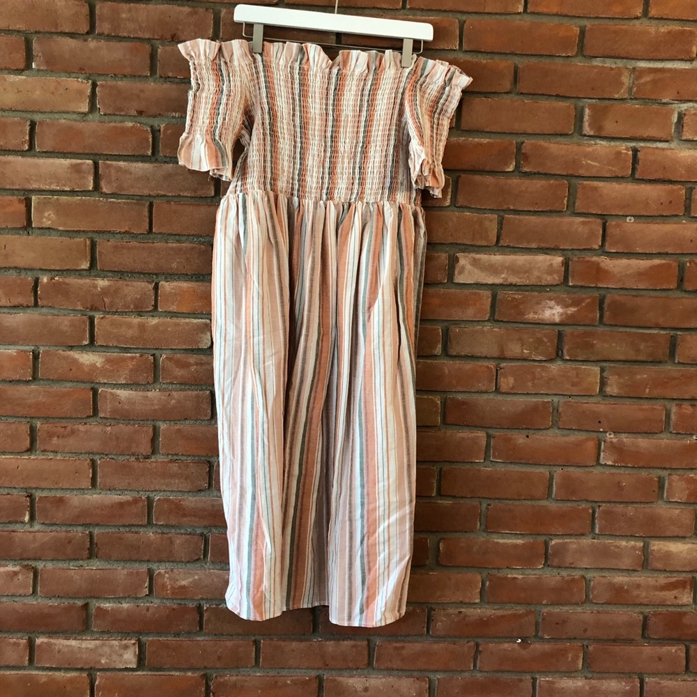 SHEIN Cinched Top Midi Striped Dress